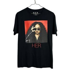 H.E.R. Black Cotton Graphic Short Sleeve T-Shirt Women's Medium